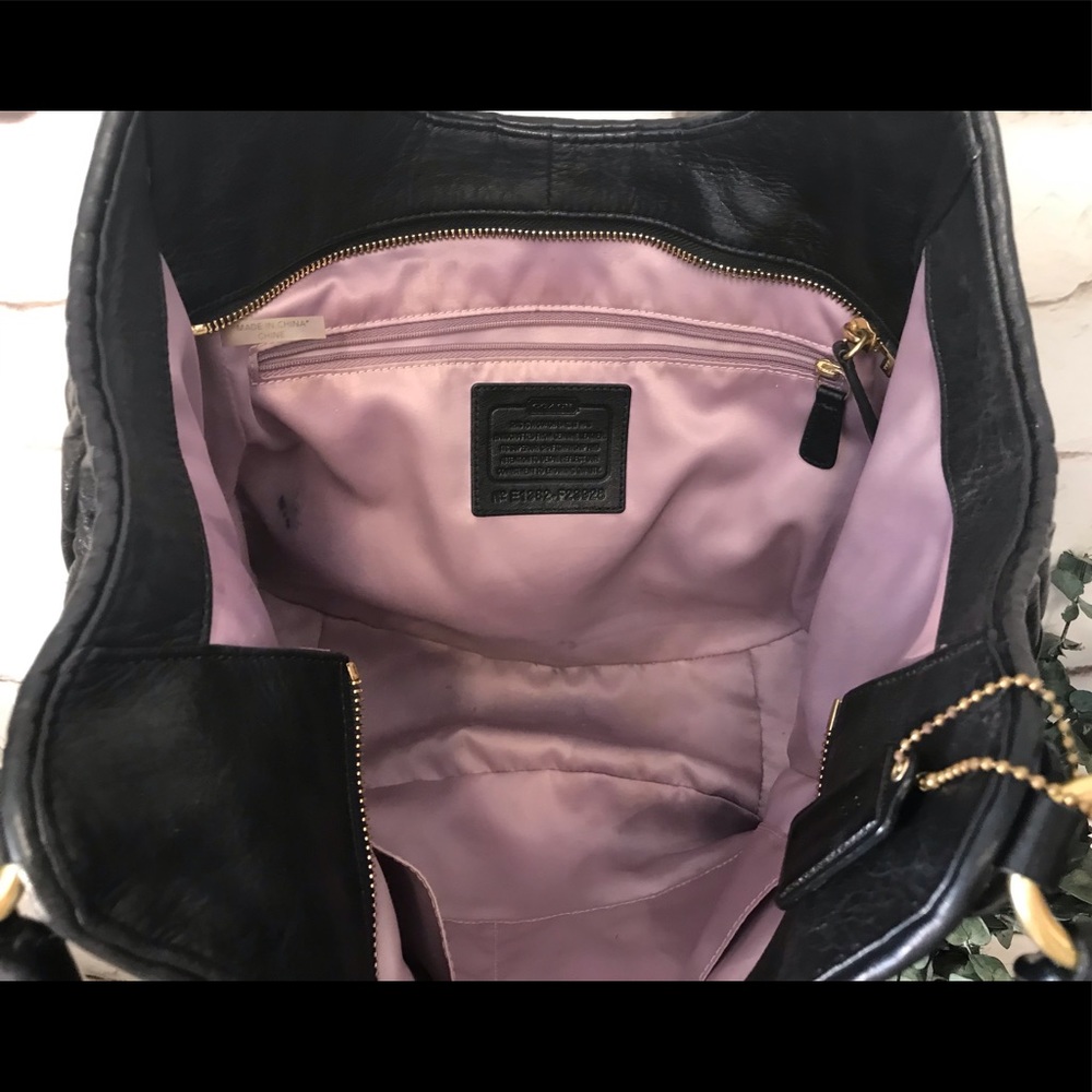 Coach Ashley Gathered Black Leather Bag F23928 - Picture 6 of 8